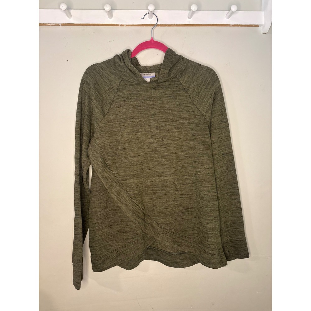 Motherhood Maternity‎ Nursing Hoodie Olive Green Cross Front Pullover M